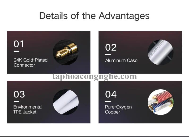 Ugreen 10773 0.5M màu Trắng Cáp âm thanh 3.5mm nối dài đầu nhôm AV118 30010773